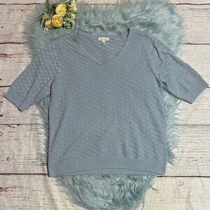 Ella Moss Elbow Sleeve V Neck Textured Sweater sz L